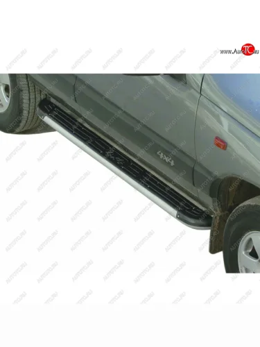 Пороги с пластиковой накладкой с полимерным покрытием, Техно Сфера Лада ВАЗ 2123 (Нива Шевроле) (2002-2008) дорестайлинг