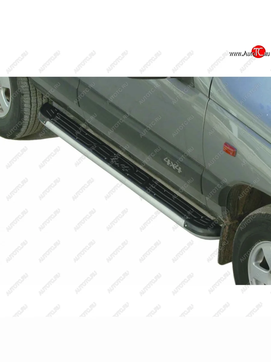 Пороги с пластиковой накладкой с полимерным покрытием, Техно Сфера Лада ВАЗ 2123 (Нива Шевроле) дорестайлинг (2002-2008) (Черный глянец)  в Керчи Республика Крым