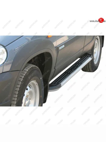 Пороги с пластиковой накладкой с полимерным покрытием, Техно Сфера Лада ВАЗ 2123 (Нива Шевроле) 1 рестайлинг (2009-2020)