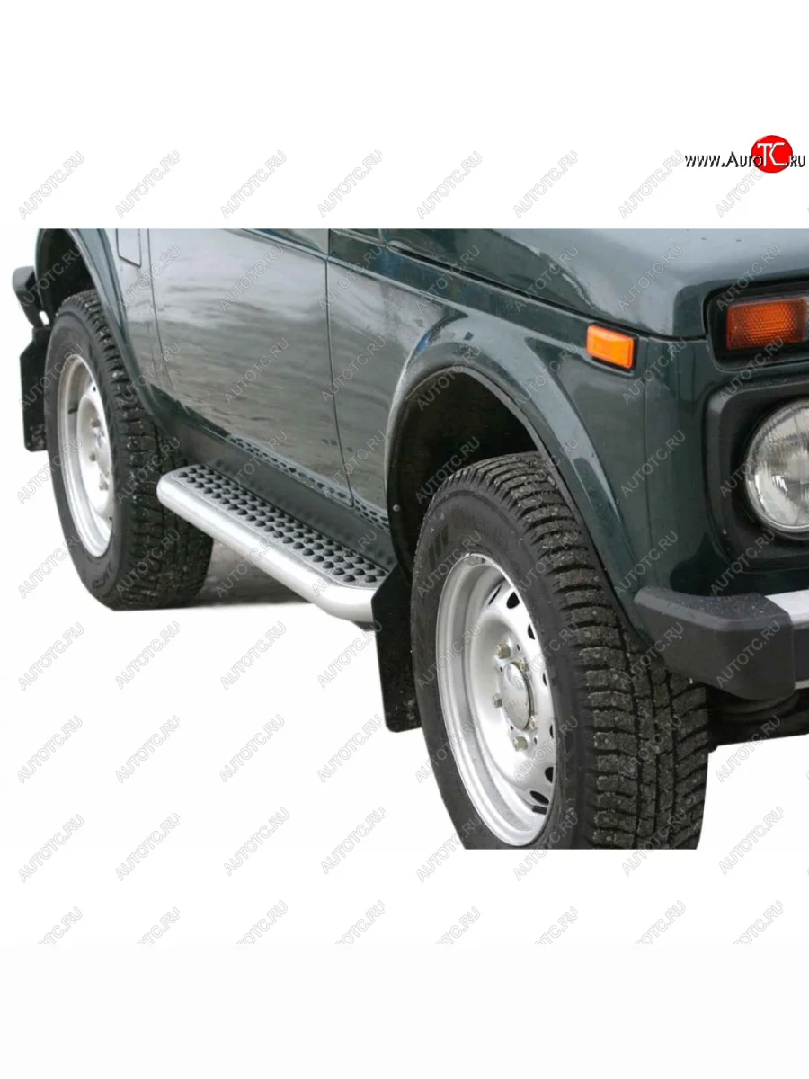 Пороги с резинкой эксклюзив с полимерным покрытием, Техно Сфера Лада ВАЗ Нива 4х4 2121 3 дв. дорестайлинг (1977-2019) (Черный глянец)