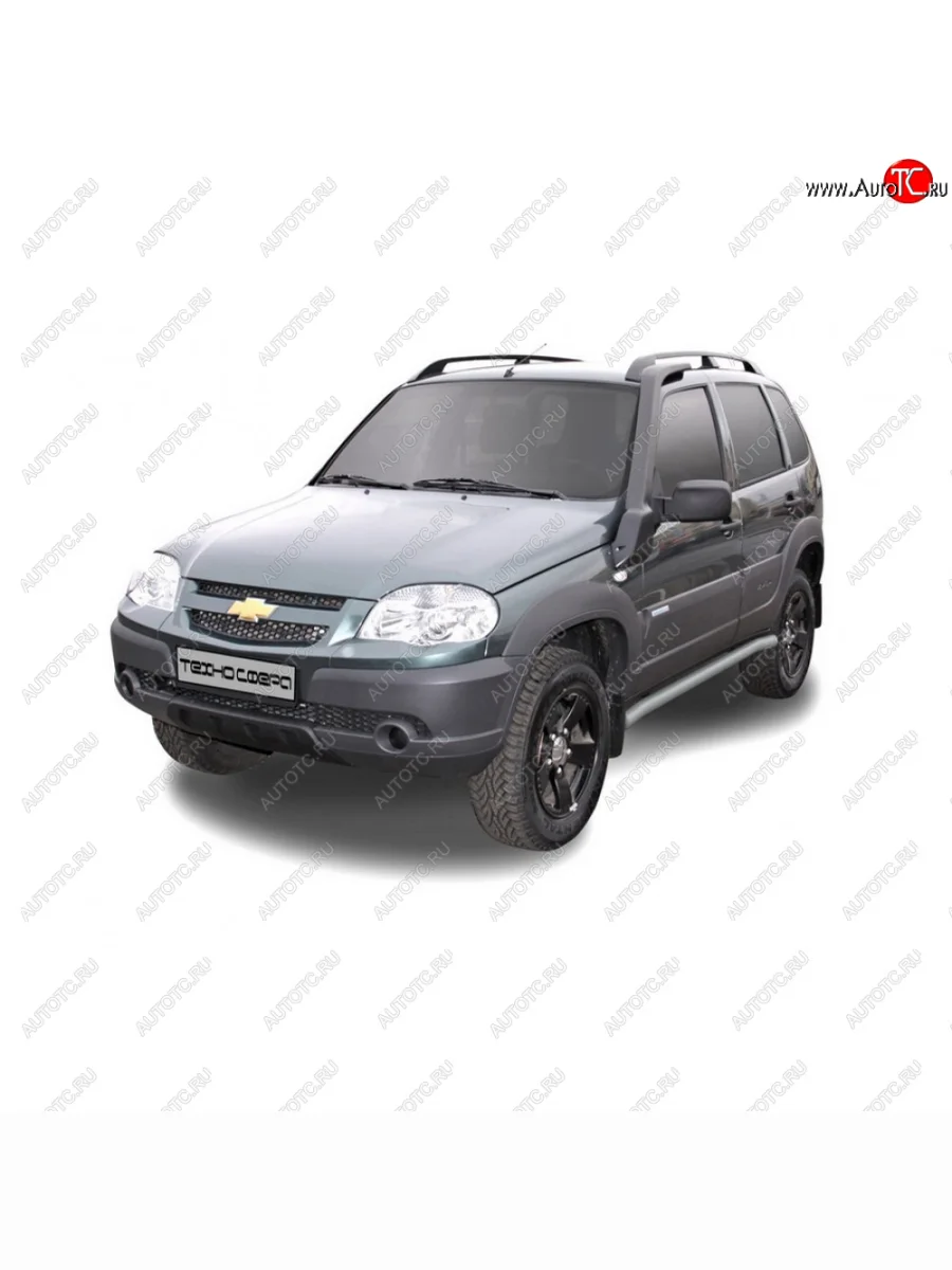 Защита порогов усиленная труба d60, Техно Сфера Лада ВАЗ 2123 (Нива Шевроле) 1 рестайлинг (2009-2020) (Черный глянец)  в Перми Пермском крае