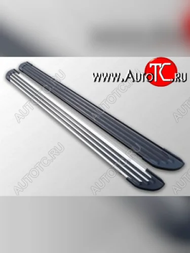 Пороги алюминивые с пластиковой накладкой Slim Line ТСС Тюнинг (Silver) Chevrolet Captiva 1-ый рестайлинг (2011-2013)