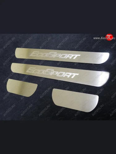 Накладки на пороги ТСС Тюнинг (лист шлифованный надпись EcoSport) Ford EcoSport дорестайлинг (2013-2019)