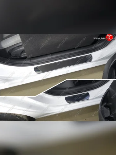 Накладки на пороги (4 шт) ТСС Тюнинг (лист зеркальный) Hyundai I30 3 PD универсал (2017-2020)
