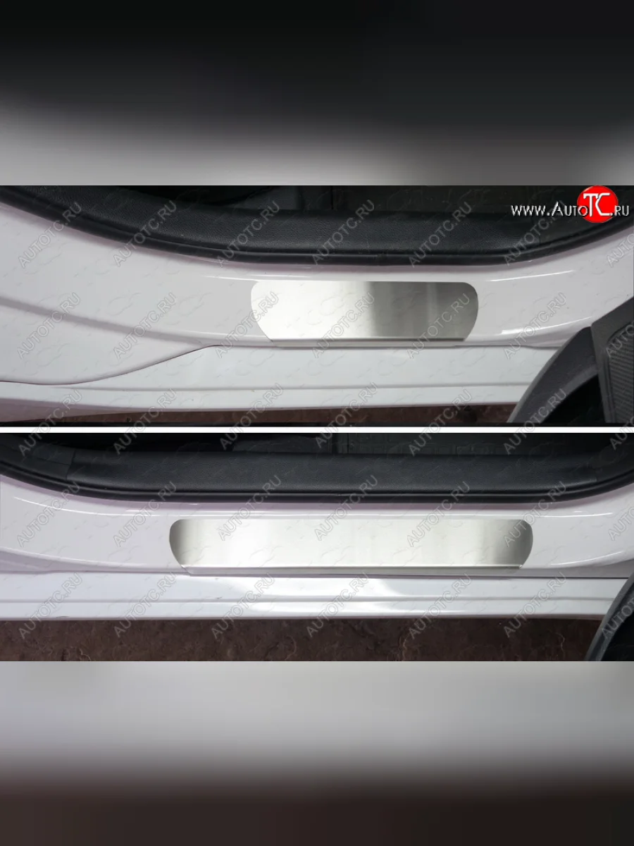 Накладки на порожки салона ТСС Тюнинг Hyundai I40 1 VF дорестайлинг седан (2011-2015) (Лист шлифованный)  в Керчи Республика Крым