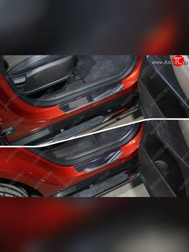 Накладки на порожки салона ТСС Тюнинг (Лист зеркальный) Hyundai I40 1 VF дорестайлинг седан (2011-2015)