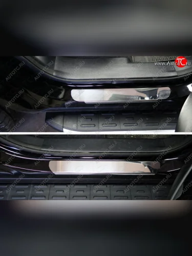 Накладки на пороги лист зеркальный ТСС Тюнинг (Лист зеркальный) Hyundai Santa Fe DM рестайлинг (2015-2019)