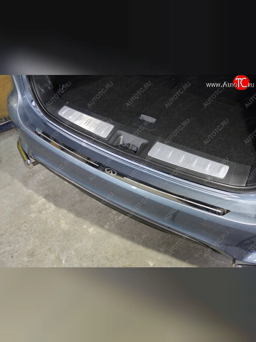 Накладка на задний бампер ТСС Тюнинг INFINITI QX60 L50 рестайлинг (2016-2021) (Лист зеркальный, логотип Infiniti)  в Самаре Самарской области