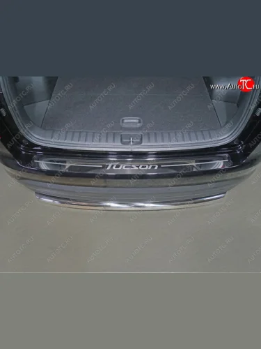 Накладка на задний бампер ТСС Тюнинг (Лист зеркальный, надпись Tucson) Hyundai Tucson  TL (2018-2021) рестайлинг