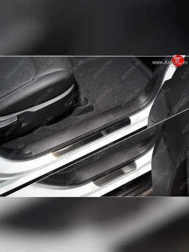 Накладки на порожки салона ТСС Тюнинг (Лист зеркальный) Isuzu D-Max RG DoubleCab (2020-2023)