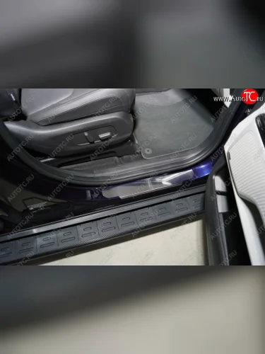 Накладки на порожки салона (передние) ТСС Тюнинг (Лист зеркальный) KIA Carnival KA4 минивэн дорестайлинг (2020-2023)