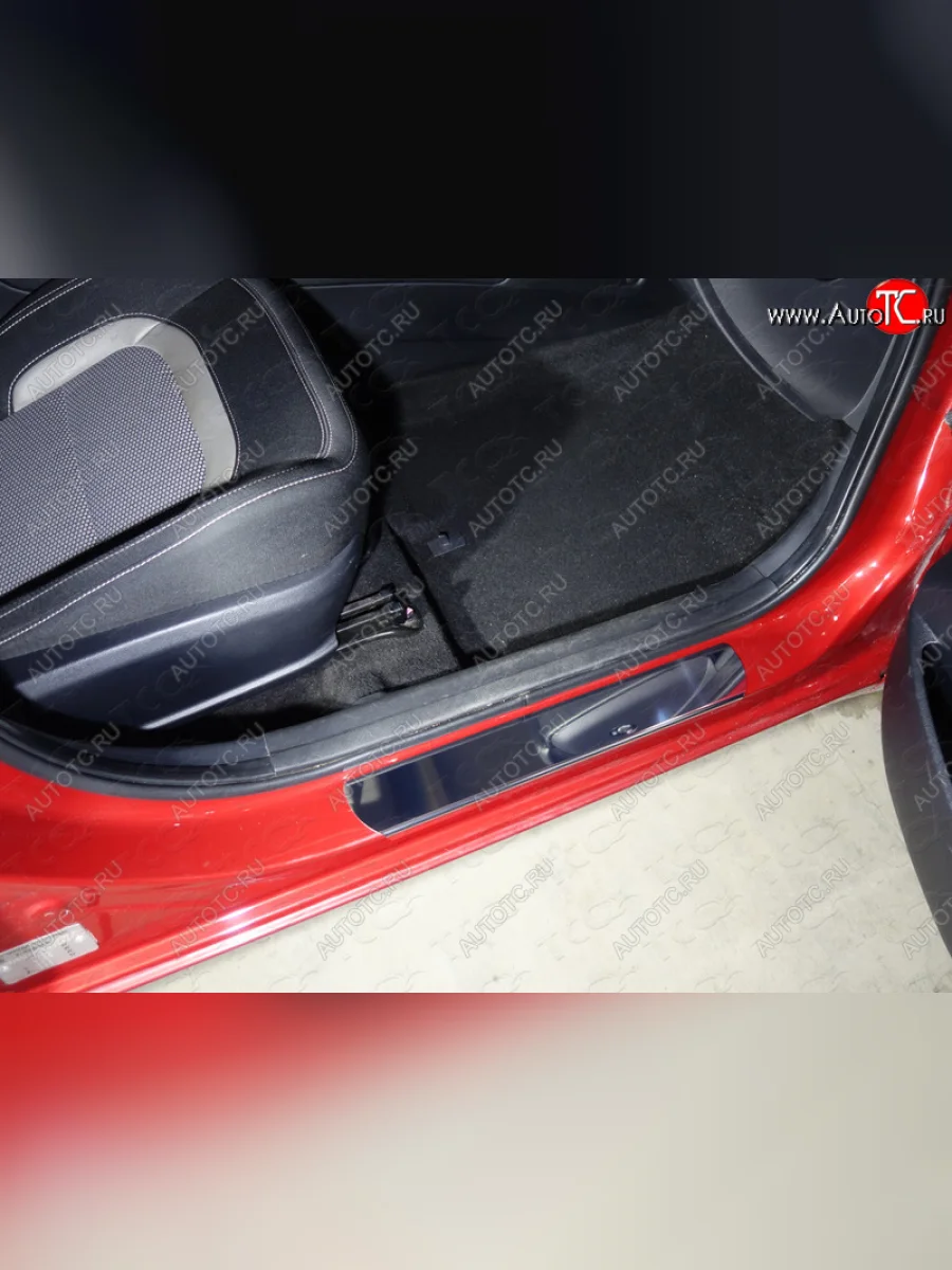 Накладки на порожки салона (передние) ТСС Тюнинг KIA Ceed 2 JD дорестайлинг, хэтчбэк (2012-2015) (Лист зеркальный)  в Перми Пермском крае