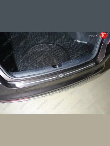 Накладка на задний бампер ТСС Тюнинг (Лист шлифованный логотип KIA) KIA Optima 4 JF дорестайлинг седан (2016-2018)