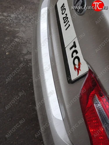 Накладка на задний бампер ТСС Тюнинг (Лист шлифованный) KIA Rio 3 QB дорестайлинг седан (2011-2015)