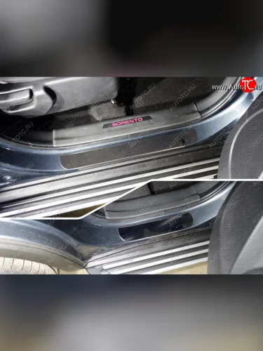 Накладки на пороги ТСС Тюнинг (Лист зеркальный) KIA Sorento UM/Prime рестайлинг (2018-2020)