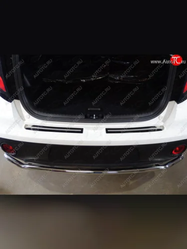 Накладка на задний бампер ТСС Тюнинг (Лист зеркальный с полосой) KIA Soul PS рестайлинг (2017-2019)