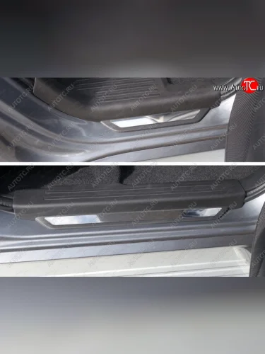 Накладки на пороги вставка лист зеркальный, ТСС Тюнинг (вставка лист зеркальный) Mitsubishi Pajero Sport QE дорестайлинг (2015-2021)
