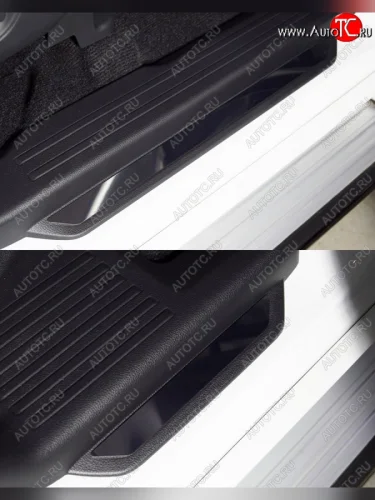 Накладки на пороги вставка лист зеркальный 4шт, ТСС Тюнинг (вставка лист зеркальный) Mitsubishi Pajero Sport QF рестайлинг (2019-2022)