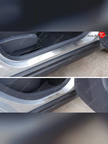 Накладки на пороги ТСС Тюнинг (Лист шлифованный) Nissan Almera 3 G15 седан (2012-2019)