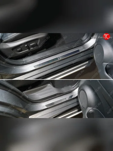 Накладки на пороги (1 гиб 4шт) ТСС Тюнинг (Лист зеркальный) Nissan X-trail 3 T32 рестайлинг (2017-2022)