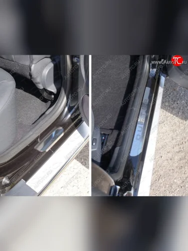 Накладки на пороги ТСС Тюнинг (лист зеркальный надпись Duster) Renault Duster HS рестайлинг (2015-2021)