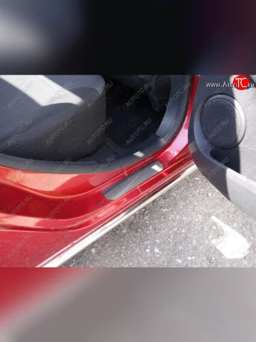 Накладки на пороги ТСС Тюнинг (Лист зеркальный) Renault Sandero Stepway  (B8) (2014-2018) дорестайлинг