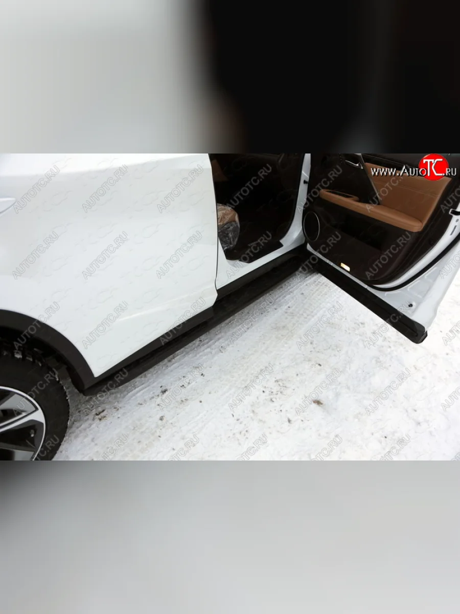 Пороги алюминиевые с пластиковой накладкой ТСС Тюнинг Lexus RX300 XU30 дорестайлинг (2003-2006) (карбон черный)  в Керчи Республика Крым