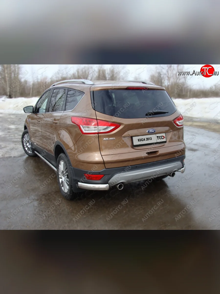 Защита задняя уголки овальные 75х42 мм, ТСС Тюнинг Ford Kuga 2 дорестайлинг (2013-2016)  в Самаре Самарской области