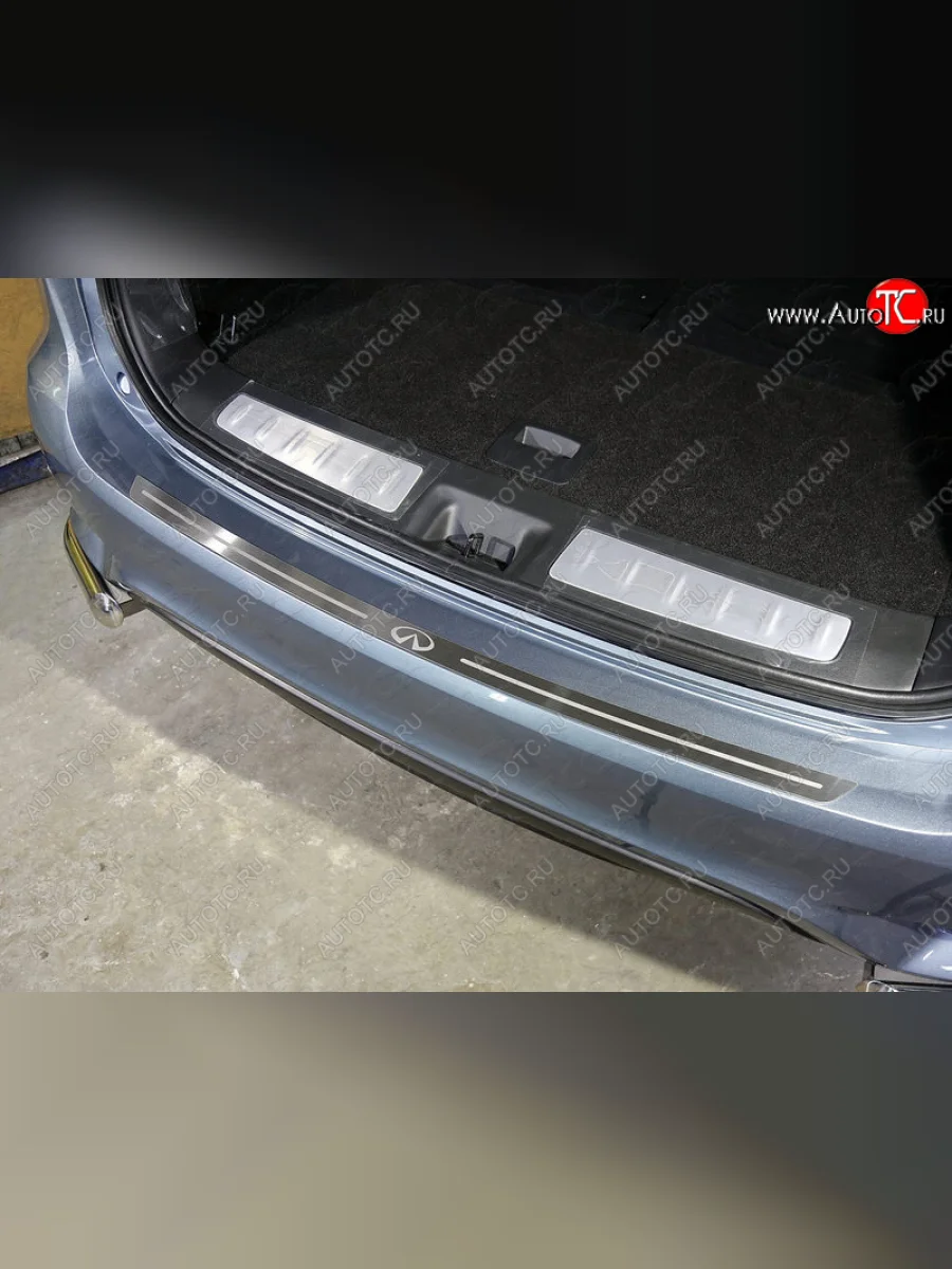 Накладка на задний бампер ТСС Тюнинг INFINITI QX60 L50 рестайлинг (2016-2021) (лист шлифованный логотип Infiniti)  в Самаре Самарской области