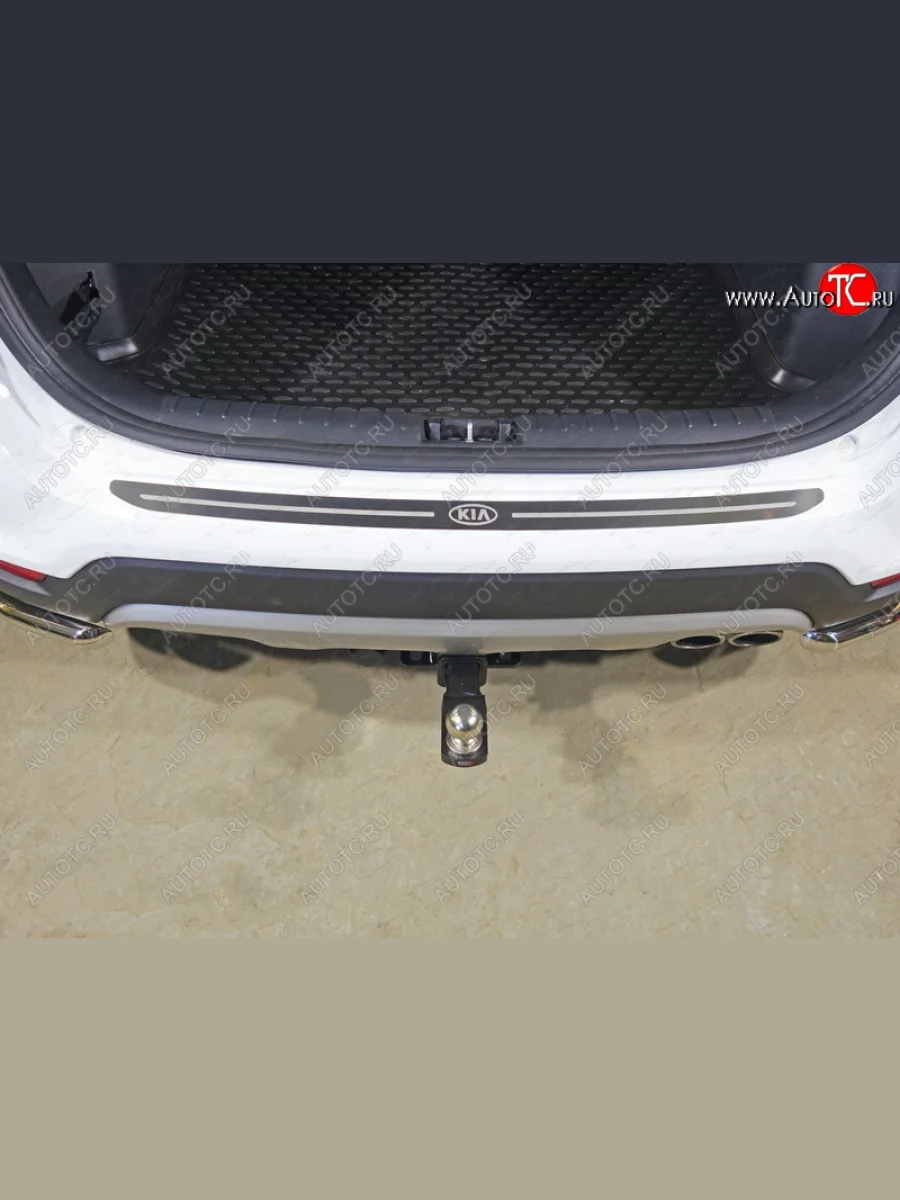 Накладка на задний бампер ТСС Тюнинг KIA Rio X-line (2017-2021) (лист шлифованный логотип KIA)  в Керчи Республика Крым