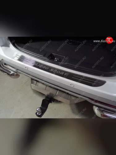 Накладка на задний бампер, ТСС Тюнинг (лист шлифованный надпись Pajero Sport) Mitsubishi Pajero Sport QF рестайлинг (2019-2022)