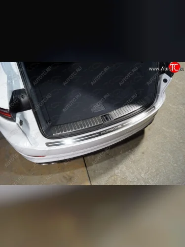 Накладка на задний бампер, ТСС Тюнинг ( лист шлифованный надпись Porsche) Porsche Cayenne PO536 (2018-2025)
