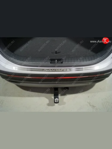 Накладка на задний бампер, ТСС Тюнинг (лист шлифованный надпись Santa Fe) Hyundai Santa Fe  TM (2020-2022) рестайлинг