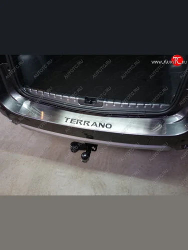 Накладка на задний бампер, ТСС Тюнинг (лист шлифованный надпись TERRANO) Nissan Terrano D10 дорестайлинг (2013-2016)