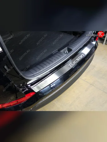 Накладка на задний бампер, ТСС Тюнинг (лист шлифованный надпись Tucson) Hyundai Tucson TL дорестайлинг (2015-2018)