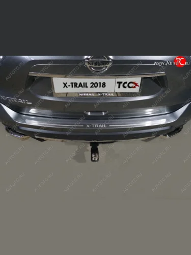 Накладка на задний бампер, ТСС Тюнинг (лист шлифованный надпись X-Trail) Nissan X-trail 3 T32 рестайлинг (2017-2022)