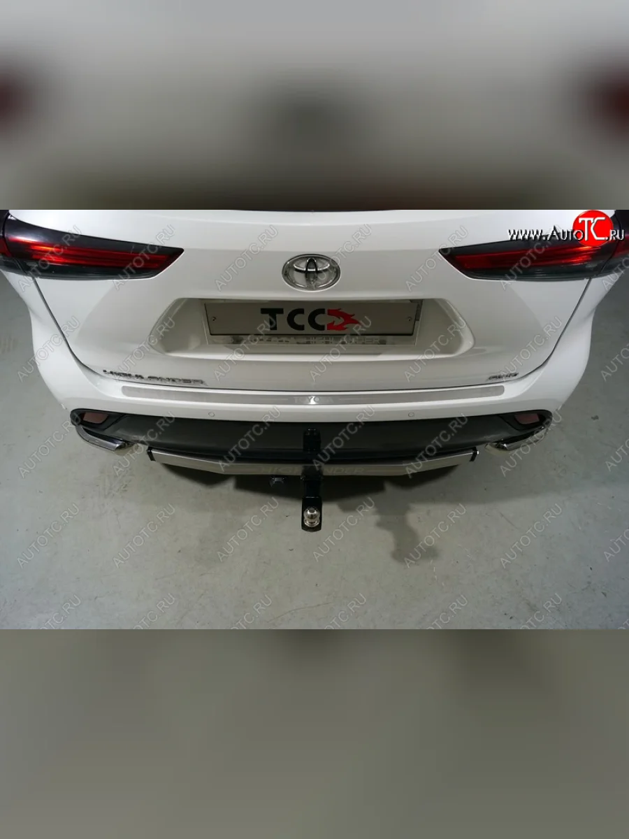 Накладка на задний бампер, ТСС Тюнинг Toyota Highlander XU70 (2020-2025) (лист шлифованный надписьToyota)  в Керчи Республика Крым
