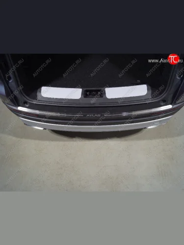 Накладка на задний бампер, ТСС Тюнинг (лист шлифованный надпись Atlas) Geely Atlas Pro  NL3 (2019-2025)
