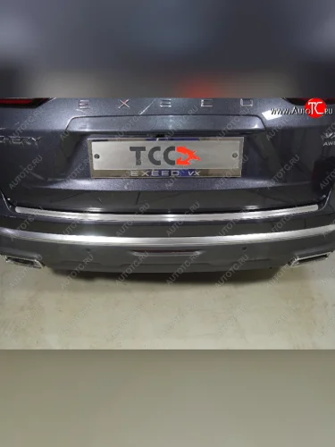 Накладка на задний бампер, ТСС Тюнинг (лист шлифованный с полосой) EXEED VX (2020-2023) дорестайлинг