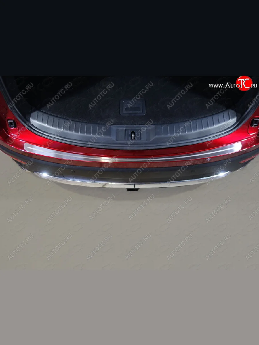 Накладка на задний бампер, ТСС Тюнинг Mazda CX-9 TC дорестайлинг (2015-2025) (лист шлифованный с полосой)  с доставкой в г. Керчь