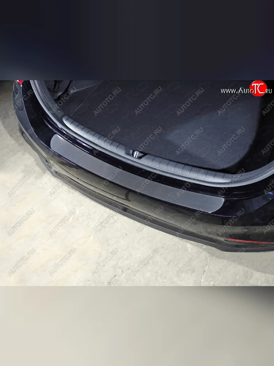 Накладка на задний бампер, ТСС Тюнинг Hyundai Solaris RBr хэтчбэк рестайлинг (2014-2017) (Лист шлифованный)  с доставкой в г. Керчь