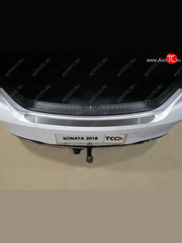 Накладка на задний бампер ТСС Тюнинг (Лист шлифованный) Hyundai Sonata DN8 (2019-2022)
