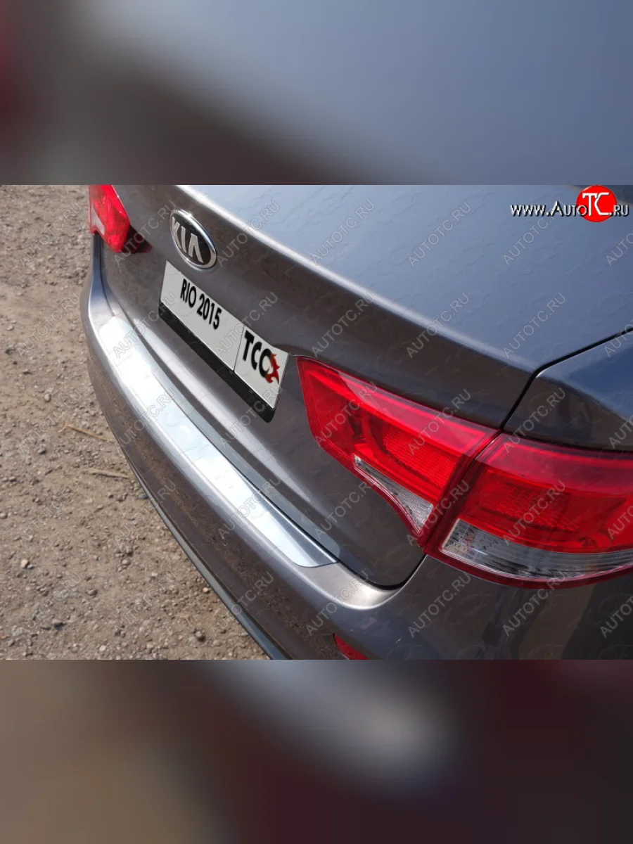 Накладка на задний бампер, ТСС Тюнинг KIA Rio 3 QB хэтчбек 5 дв. рестайлинг (2015-2017) (Лист шлифованный)  в Керчи Республика Крым