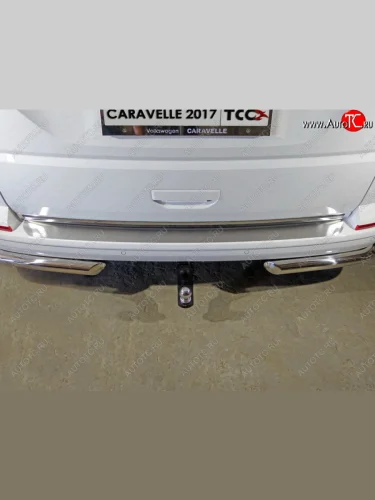 Накладка на задний бампер, ТСС Тюнинг (Лист шлифованный) Volkswagen Caravelle T6 дорестайлинг (2015-2019)