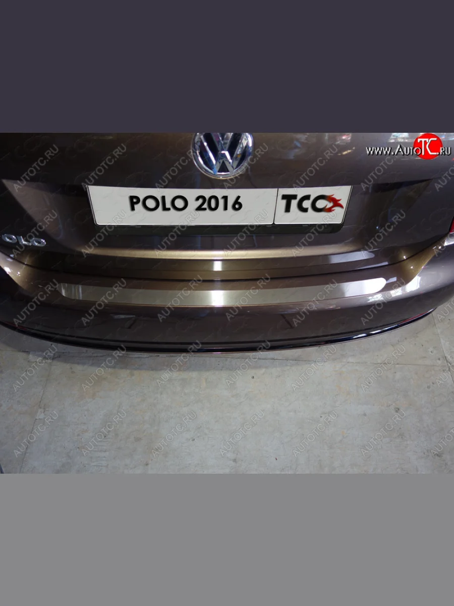 Накладка на задний бампер, ТСС Тюнинг Volkswagen Polo Mk5 6R,6C,61 седан рестайлинг (2015-2020) (Лист шлифованный)  в Самаре Самарской области