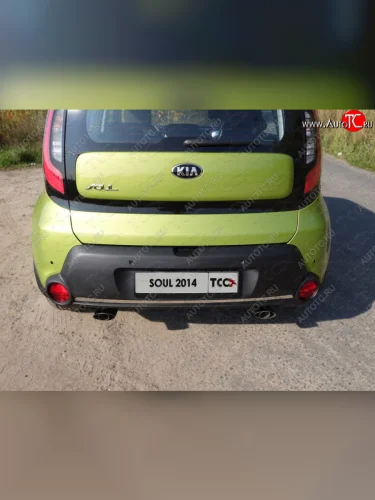 Накладка на задний бампер, ТСС Тюнинг (лист шлифованный) KIA Soul PS дорестайлинг (2014-2016)