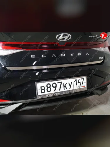 Накладка на заднюю дверь, ТСС Тюнинг (Лист шлифованный) Hyundai Elantra  CN7 (2020-2023)