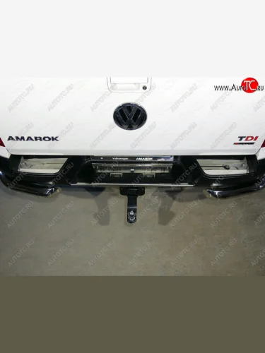 Накладки на задний бампер, ТСС Тюнинг (лист зеркальный) Volkswagen Amarok рестайлинг (2016-2022)