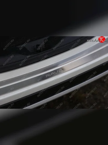 Накладки на задний бампер, ТСС Тюнинг (лист шлифованный надпись RAV4) Toyota RAV4 XA40 5 дв. рестайлинг (2015-2019)