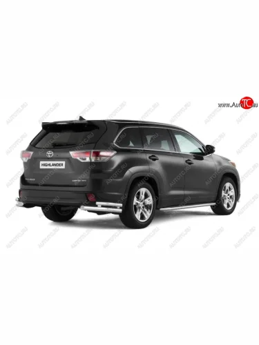 Защита заднего бампера (двойная, уголки d63/51 мм) Toyota Highlander  XU50 (2013-2020) дорестайлинг, рестайлинг
